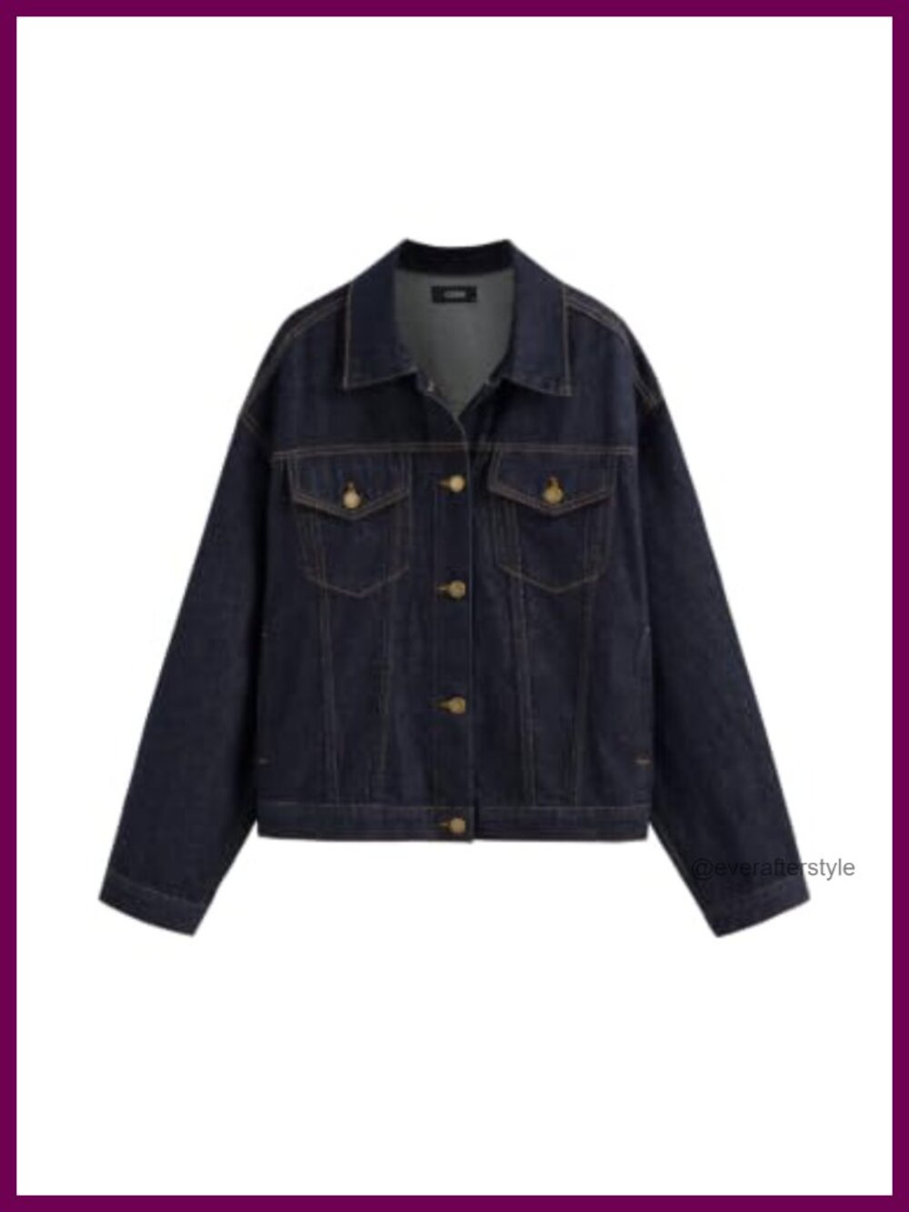 Oversized Denim Jacket Button Front Chest Pockets Loose Fit Women's